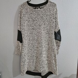 Artex Fashions Midi Sweater Dress Women's Size M‎ Long Sleeve Sheer Elbows